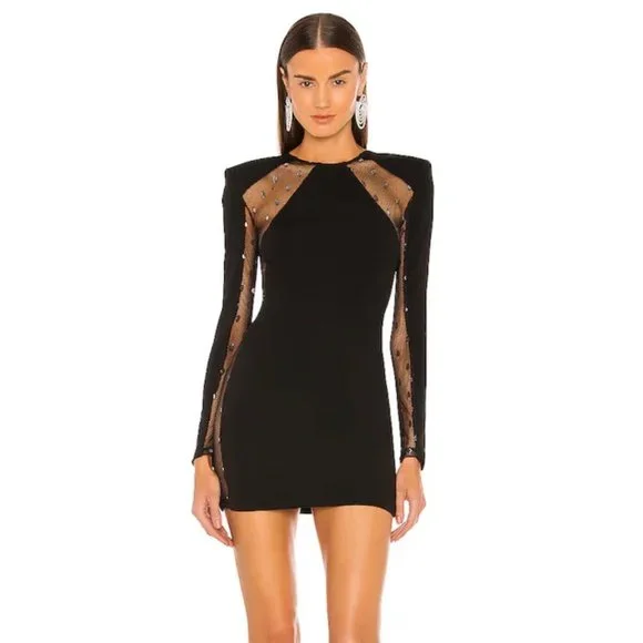 knee length dresses for ladies Miss Circle Daisha Black Lace Trimmed Off-Shoulder Ruched Mini Dress S